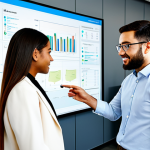 A diverse group of professional individuals, comprised of a young female founder and two male colleagues, fully clothed in contemporary, modest business attire, engaged in a strategic discussion. They are in a bright, modern startup office in Milan, Italy, featuring a large screen displaying product analytics dashboards with charts and graphs, alongside whiteboards with agile development notes and product feature ideas. The scene is dynamic and collaborative, conveying a sense of focused analysis and innovation. High-resolution, professional photography, perfect anatomy, correct proportions, natural pose, well-formed hands, proper finger count, natural body proportions, safe for work, appropriate content, fully clothed, professional, modest clothing, appropriate attire, professional dress, family-friendly.