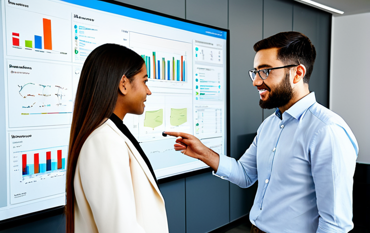 A diverse group of professional individuals, comprised of a young female founder and two male colleagues, fully clothed in contemporary, modest business attire, engaged in a strategic discussion. They are in a bright, modern startup office in Milan, Italy, featuring a large screen displaying product analytics dashboards with charts and graphs, alongside whiteboards with agile development notes and product feature ideas. The scene is dynamic and collaborative, conveying a sense of focused analysis and innovation. High-resolution, professional photography, perfect anatomy, correct proportions, natural pose, well-formed hands, proper finger count, natural body proportions, safe for work, appropriate content, fully clothed, professional, modest clothing, appropriate attire, professional dress, family-friendly.