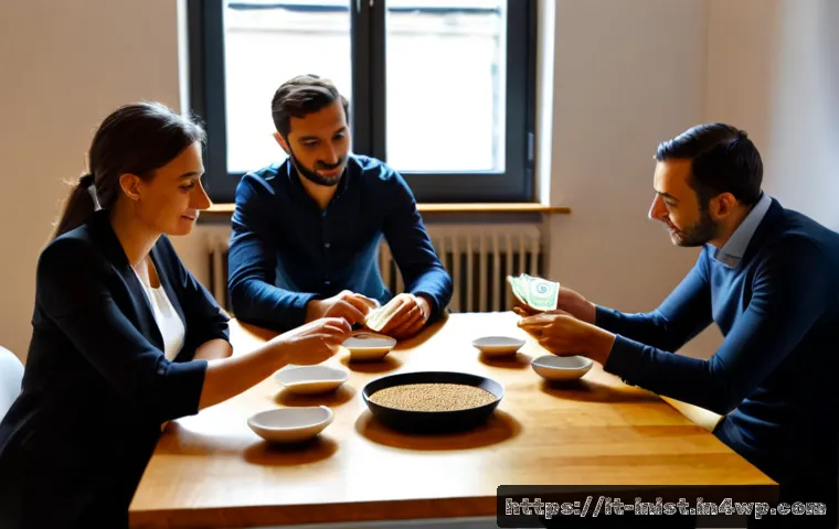 Home 12 시드 투자에서의 지분 구조 분석 - Photorealistic Italian startup seed investment meeting in a bright Milan coworking office, diverse f...